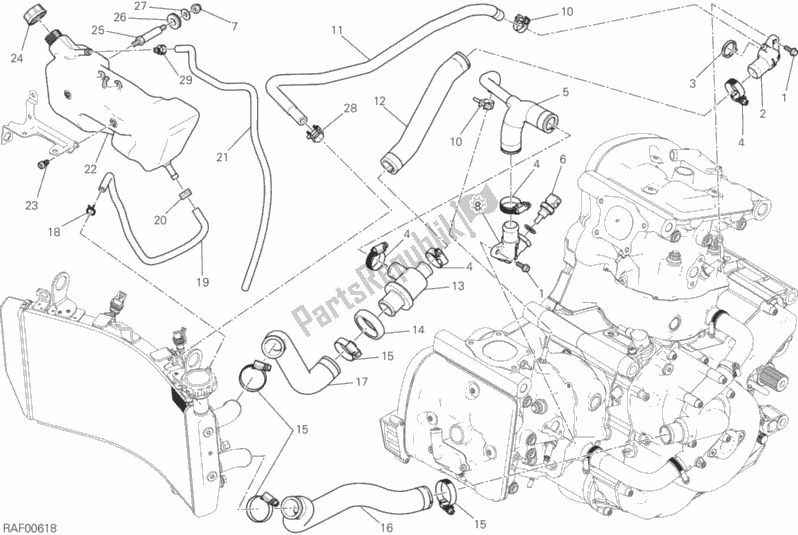 All parts for the Cooling System of the Ducati Monster 821 Stealth 2019